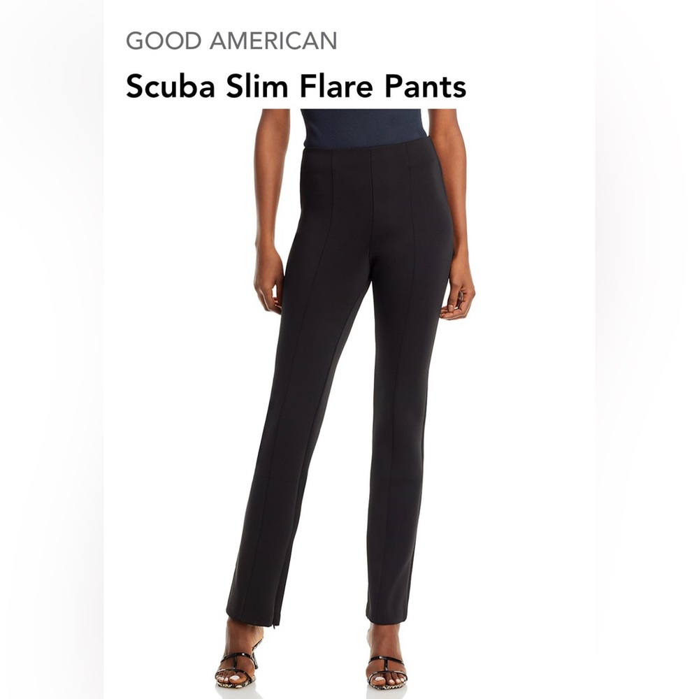 NWT GOOD AMERICAN Scuba Slim Flare Dress Pants Sz 3 (US L). Black